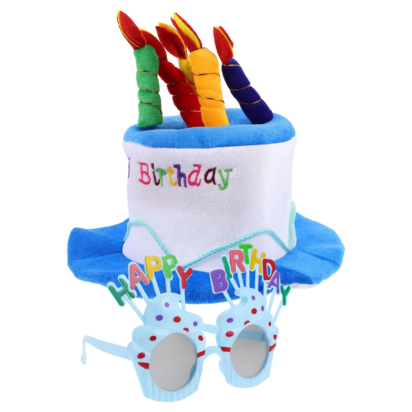 

Birthday Hat Glasses Costume Photo Booth Props Make up for Women Plush Headwear
