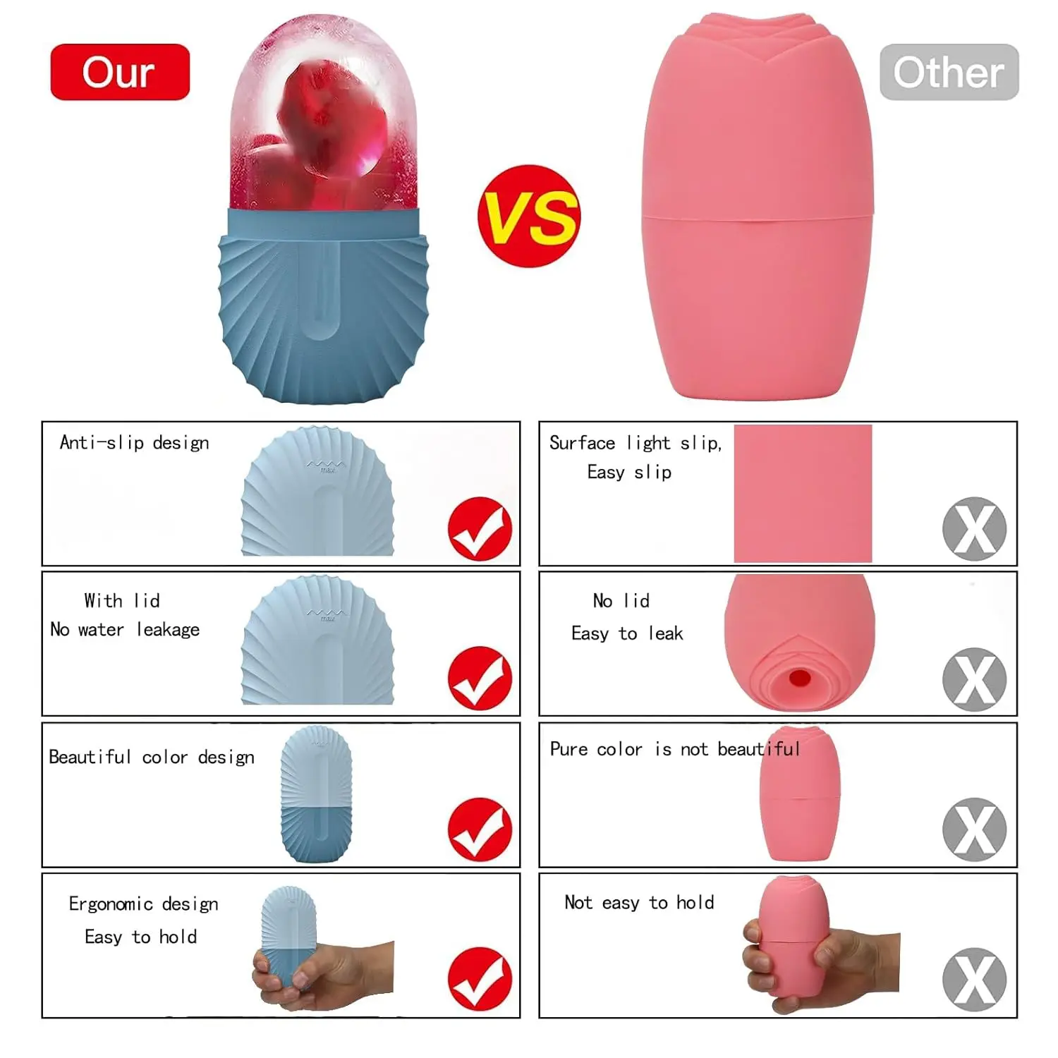 الجليد بكرة الوجه العناية بالبشرة الجمال رفع الكنتوري أدوات آيس كيوب صواني كرات آيس غلوب أداة العناية بالبشرة الهدايا الوجه مدلك #5