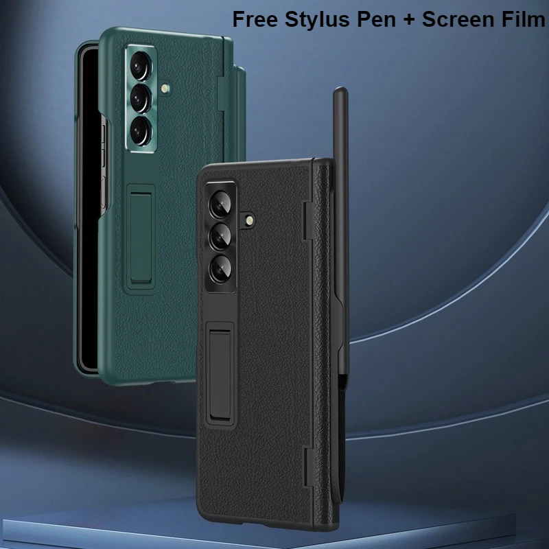 Case For Samsung Galaxy Z Fold 8 Ultra Premium Leather Hinge Kickstand+Screen Protector+Stylus Pen Folding Lens Protection Cover