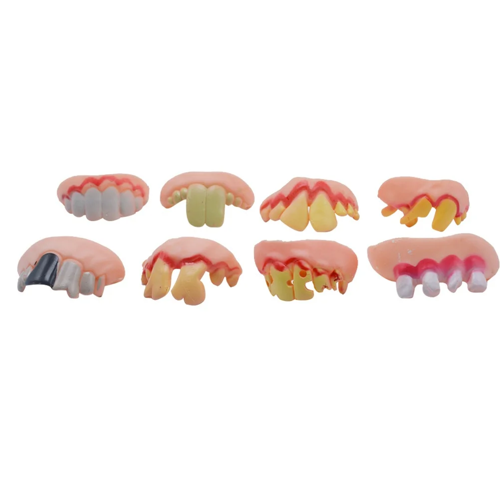 Zombie Teeth Braces Set Fake Denture For Halloween Party Trick Gag Props Masquerade Costume Joke Supplies Novelty Funny