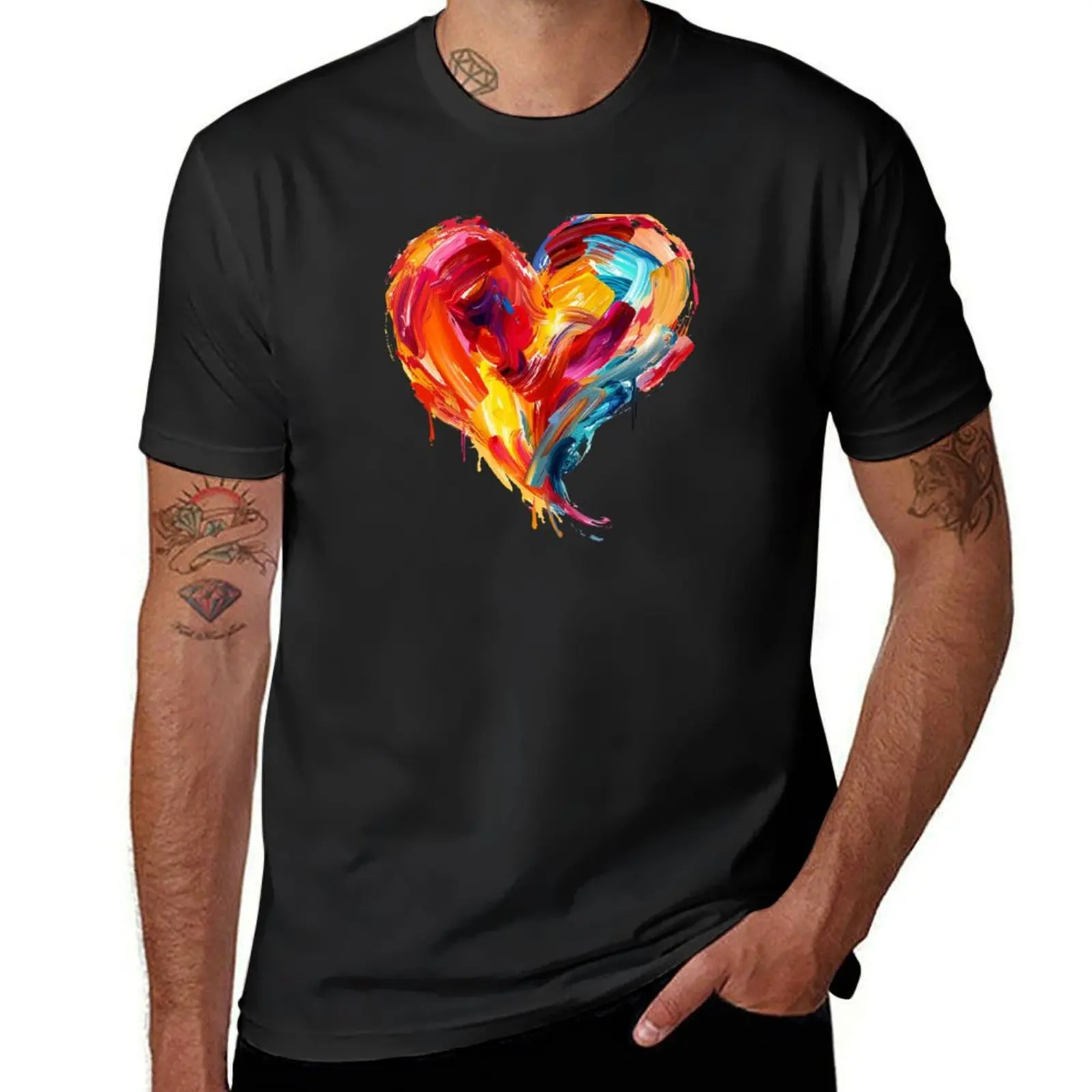 Dripping Paint Heart T-Shirt vintage tees blacks oversized t shirts for men