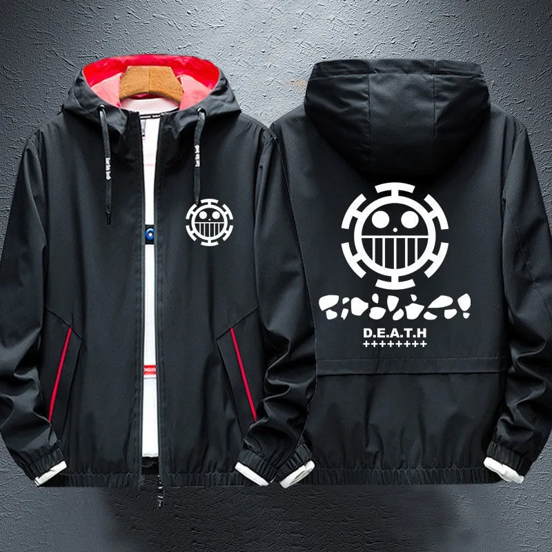 

ONE PIECE Anime Cartoon Luffy Jacket Male Student Sports Casual Handsome Jacket Teen Animation Versatile Hooded Zipper Clothes