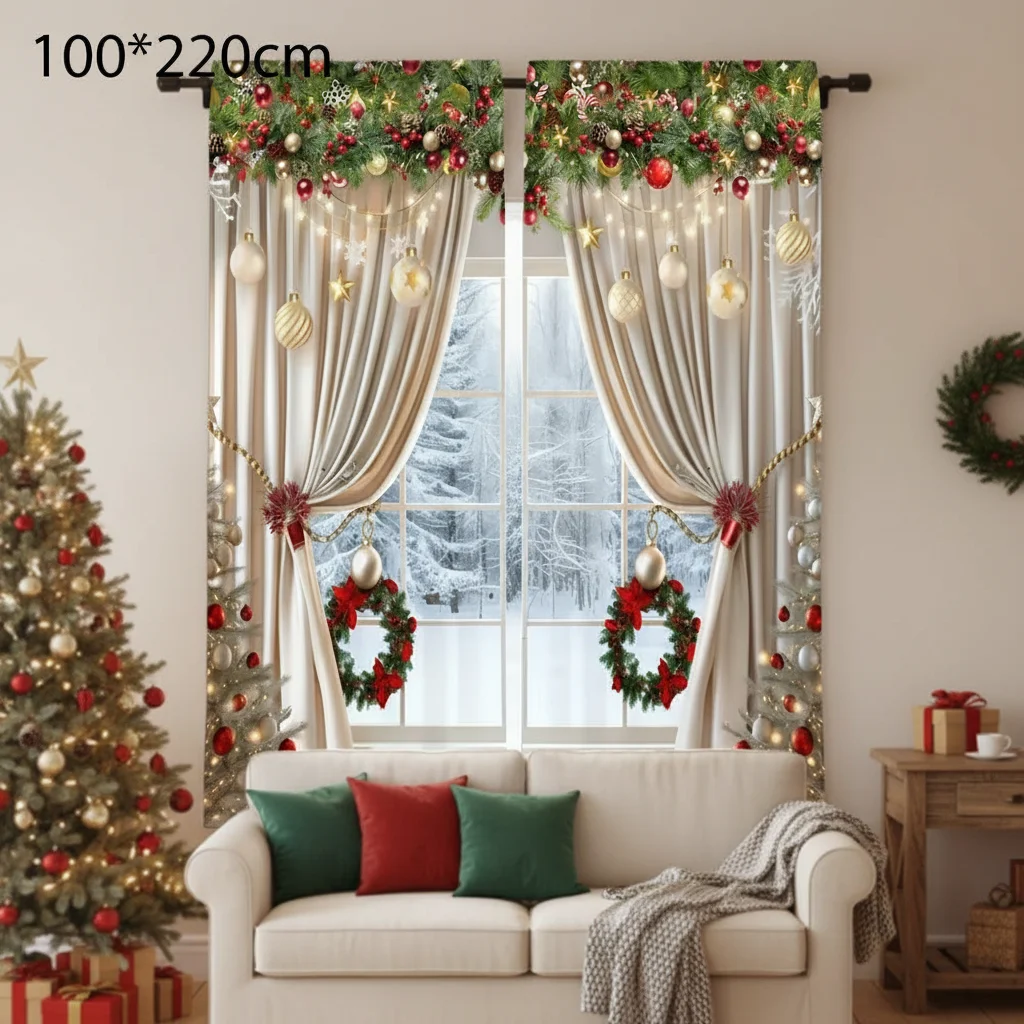 Christmas Balloon Printed Curtains Christmas Decorations Bedroom And Living Room Home Decoration Room Decoration