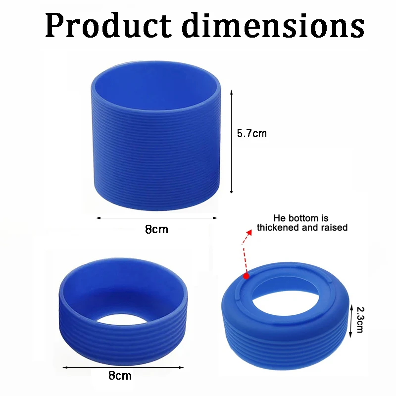8cm Silicone Cup Sleeve Set Glass Insulated Cup Cover Cup Bottom Cover Threaded Design Heat Insulation Anti Slip Wear-resistant