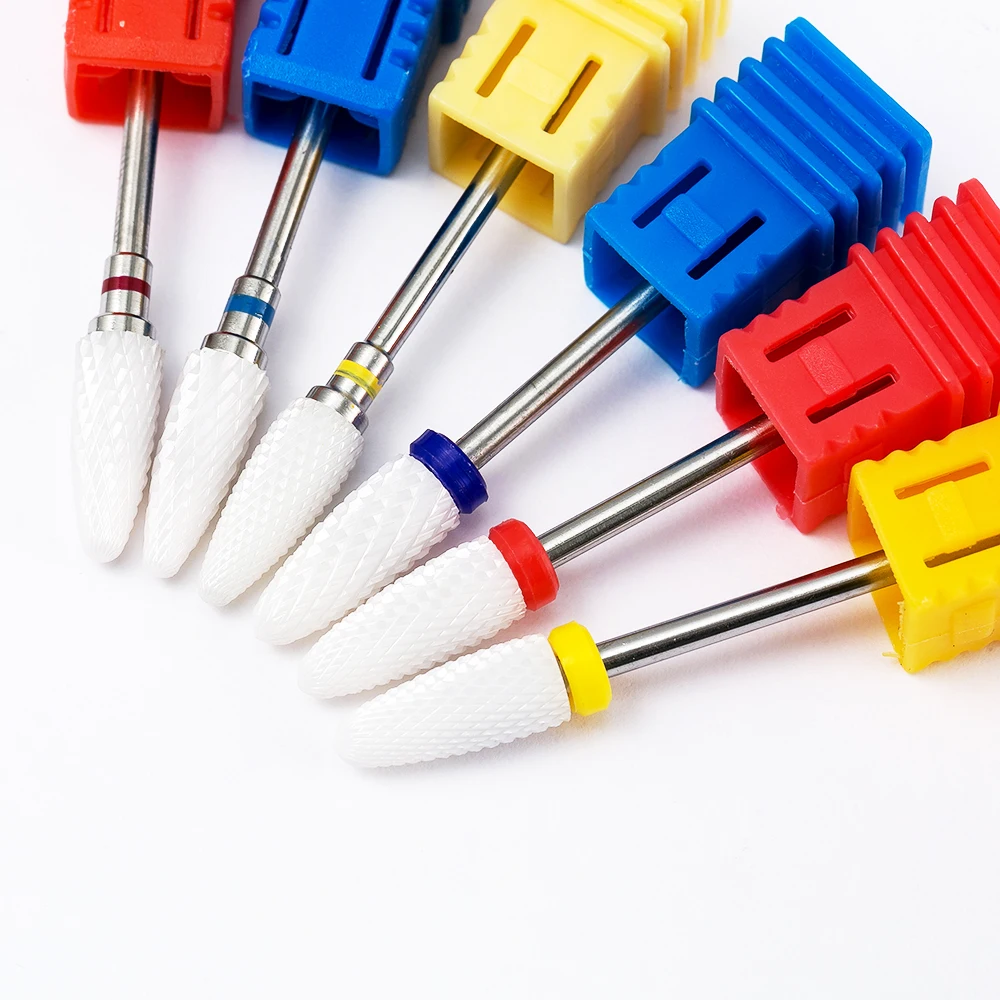 Ceramic Milling Cutter Manicure Nail Drill Bits Electric Nail Files Blue Grinding Bits Mills Cutter Burr Accessories Gel Remove