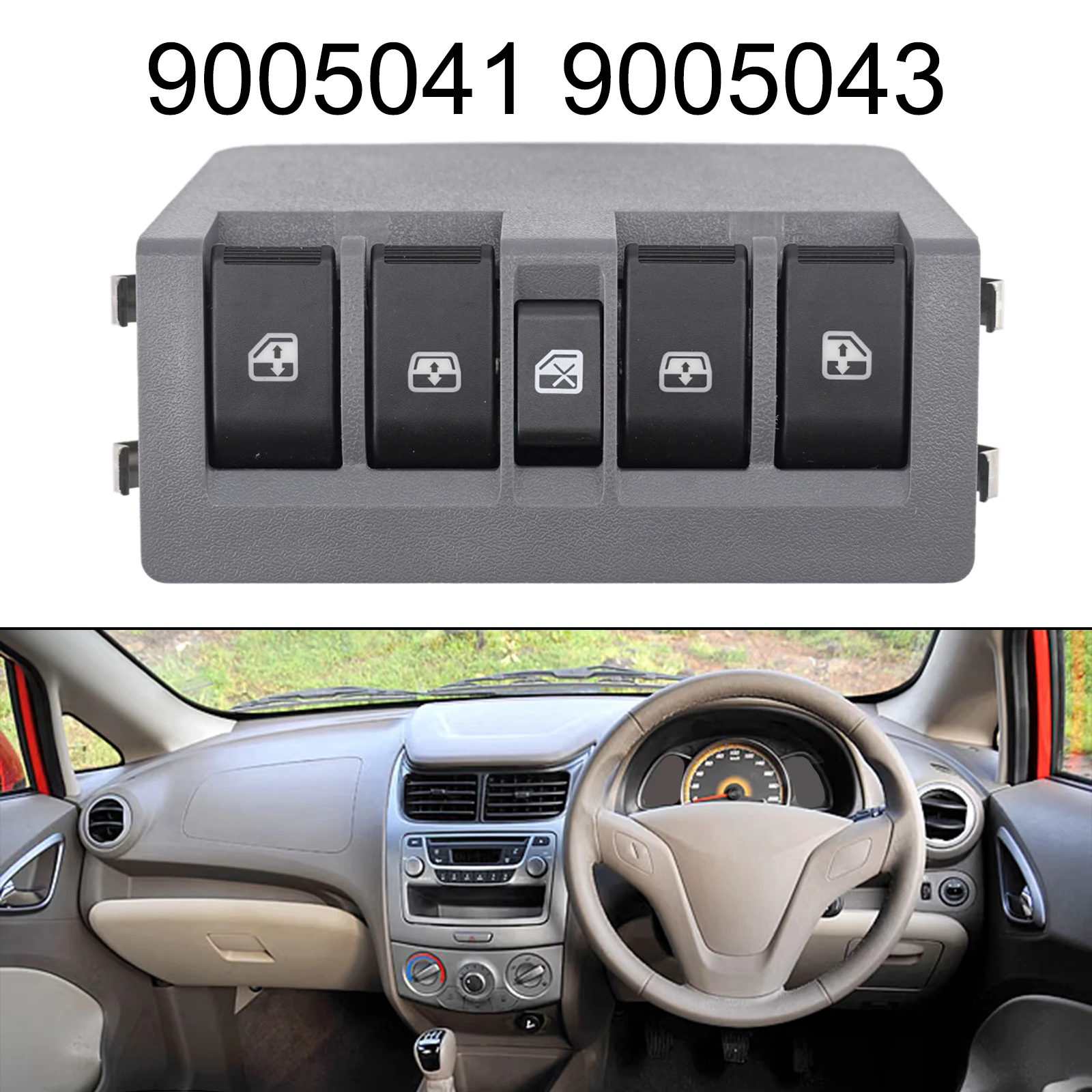 Car Power Window Switch for Chevrolet Sail 2010 through 2014 LHD Central Control Unit 9005041 9005043 ABS Construction