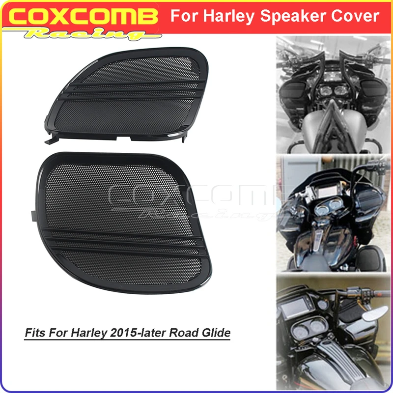 

Tri-Line Speaker Grill Cover Left Right For Harley Road Glide 2015-Later Models Boom Audio Stage CVO Mesh Motorcycle Accessories