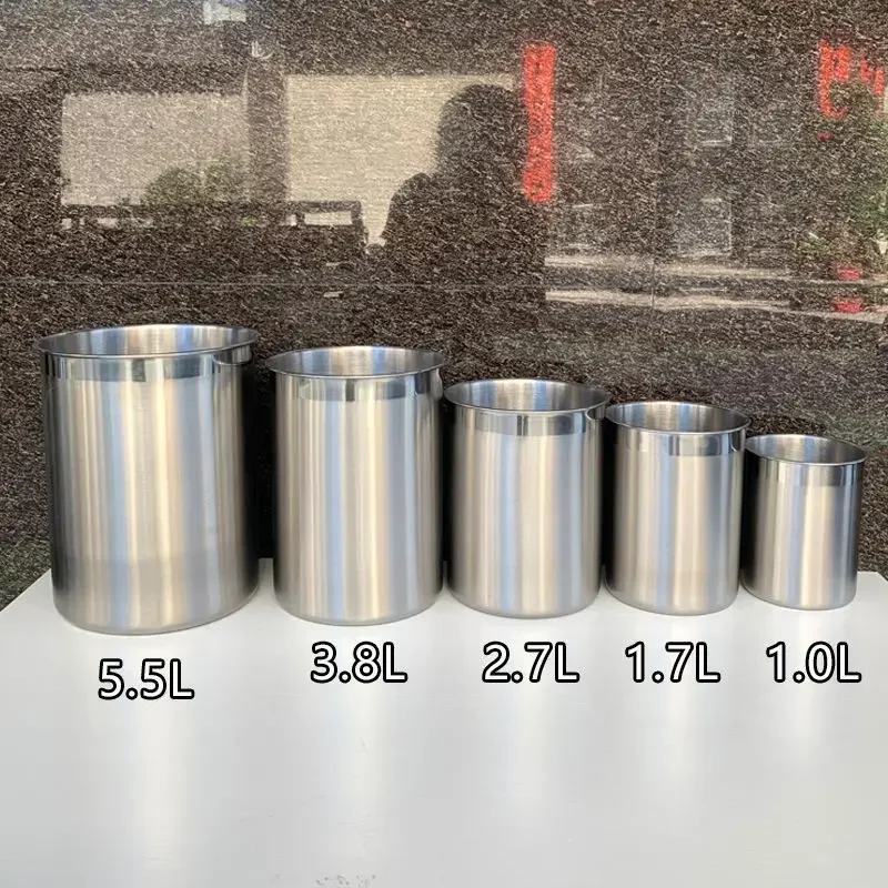 Stainless Steel Thickened Handleless Cup Straight Tube Large Capacity Single Layer Ice Bucket String Soup Tube Kitchen Tool