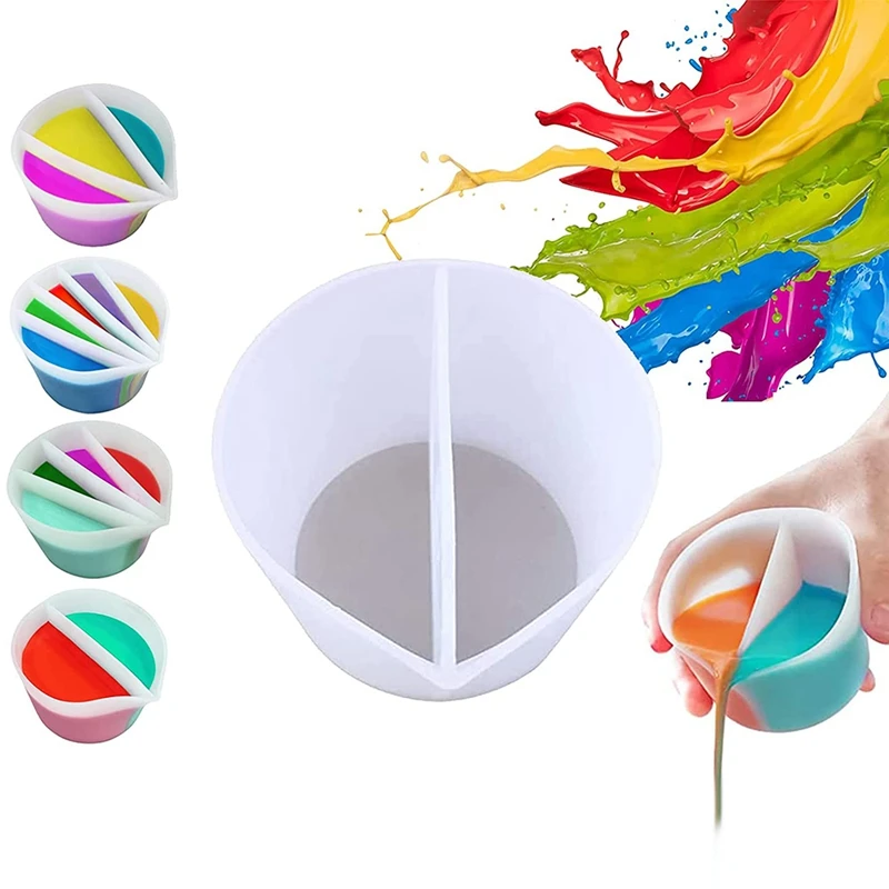 Reusable Channels Split Color Mixing Cups For Paints, Resin Pouring Painting Tools DIY Making Drawing Accessories