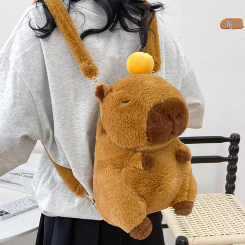 كابيبارا حقيبة ظهر قطيفة Kawaii موضة بلوشي دمية الفراء حقيبة الأطفال حقيبة كتف حقيبة صغيرة حقائب هدايا لصديقتك