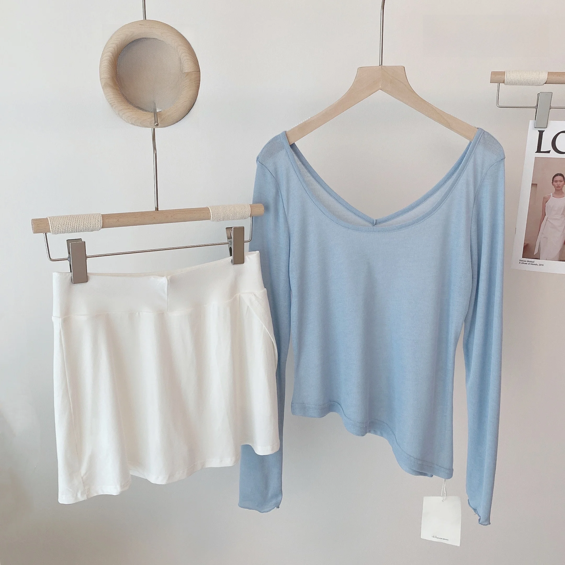 

Белая утягивающая футболка с высокой талией V-Ne Long Sve, женская летняя тонкая повседневная свободная солнцезащитная трикотажная футболка, модный