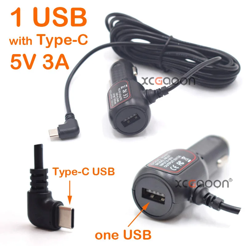 XCGaoon 5V 3.4A / 3A USB Car Charger with Micro / Mini / Type-C Port for Car Dashcam Radar Detector GPS Camera DVR