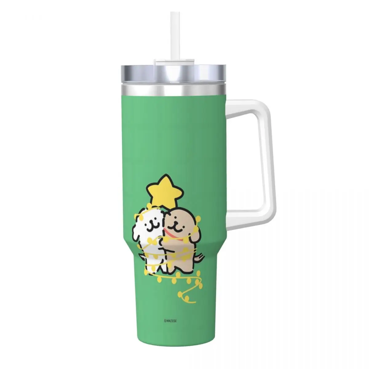 Maltese Line Dog Stainless Steel Tumbler Camping Car Mugs Large Thermal Cups Keep Heat Cold and Hot Milk Tea Water Bottle