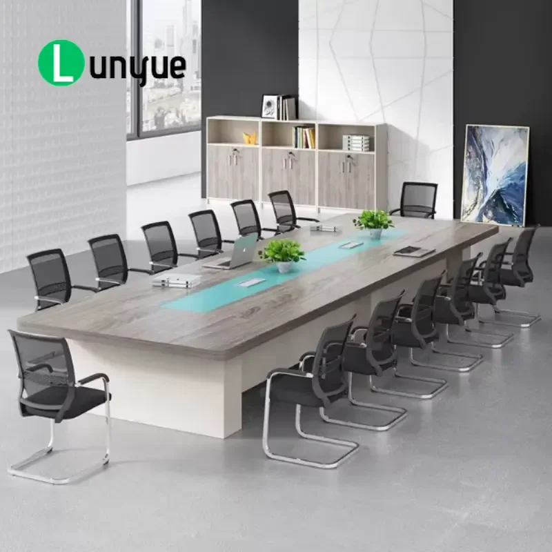 Premium Rectangular Conference Table with Integrated Power Flip Socket Professional Finish Elegant Collaboration Desk for