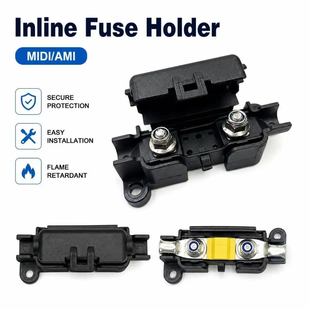 1Pcs MIDI/AMI Inline Fuse Holder Bolt-Down Studs 30A-200A Strip Fuse Holder Splashproof PA66 Fuse Box