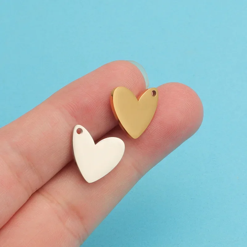 WZNB 5Pcs Hearts Stamping Blank Charms Pendant for Engraving Jewelry Making Handmade Earring Bracelet Necklace Diy Accessories