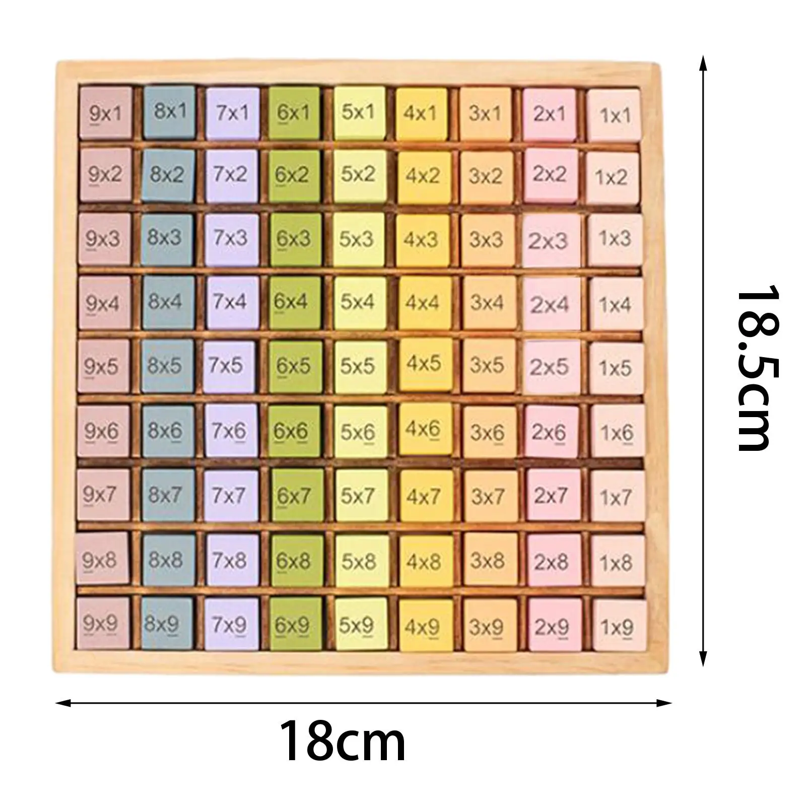Houten regenboogvermenigvuldigingsbord Wiskundige cijfersblok voor kinderen