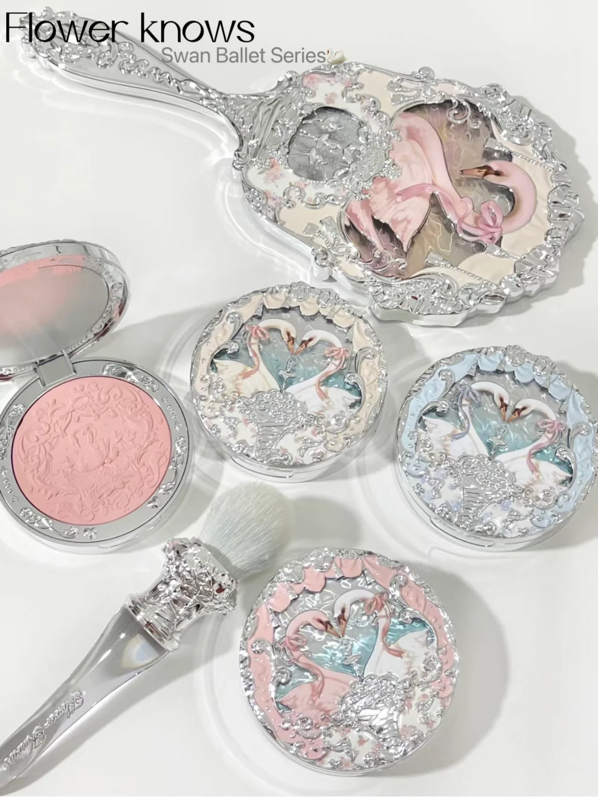 Flower Knows Swan Ballet Series Swan Embossed Blush 5g Lasting Natural Waterproof Blush Cosmetic