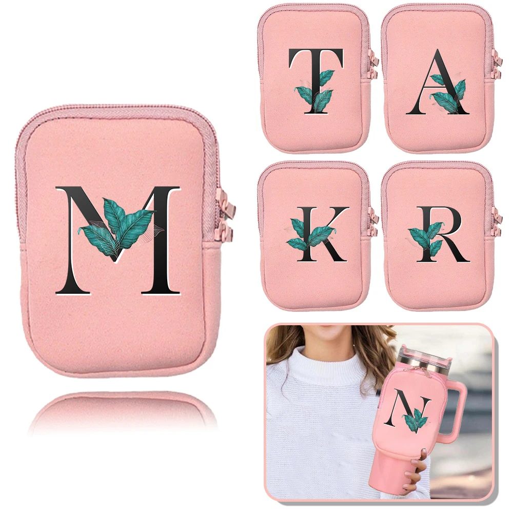 Portable Unisex Water Cup Bag for Men and Women Outdoor Handheld Water Cup Bags Sports Fitness Accessories Leaf Letter Series
