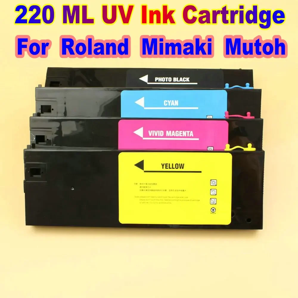 Cartuccia UV per stampante Mimaki Roland Mutoh Cartuccia d'inchiostro UV Cartuccia di stampa riutilizzabile vuota da 220 ml per materiali di consumo per stampanti UV