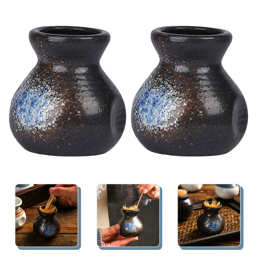 

2Pcs Ceramic Toothpick Holder High Grade Material Japanese Style Home Decoration Creative Exquisite Large Capacity
