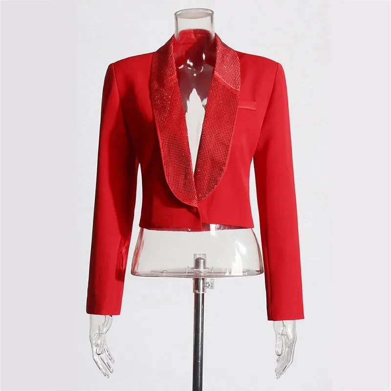 VGH Solide High Street Cut Out Chic Blazer Für Frauen Revers Langarm Backless Abnehmen Temperament Jacken Weibliche Mode Neue