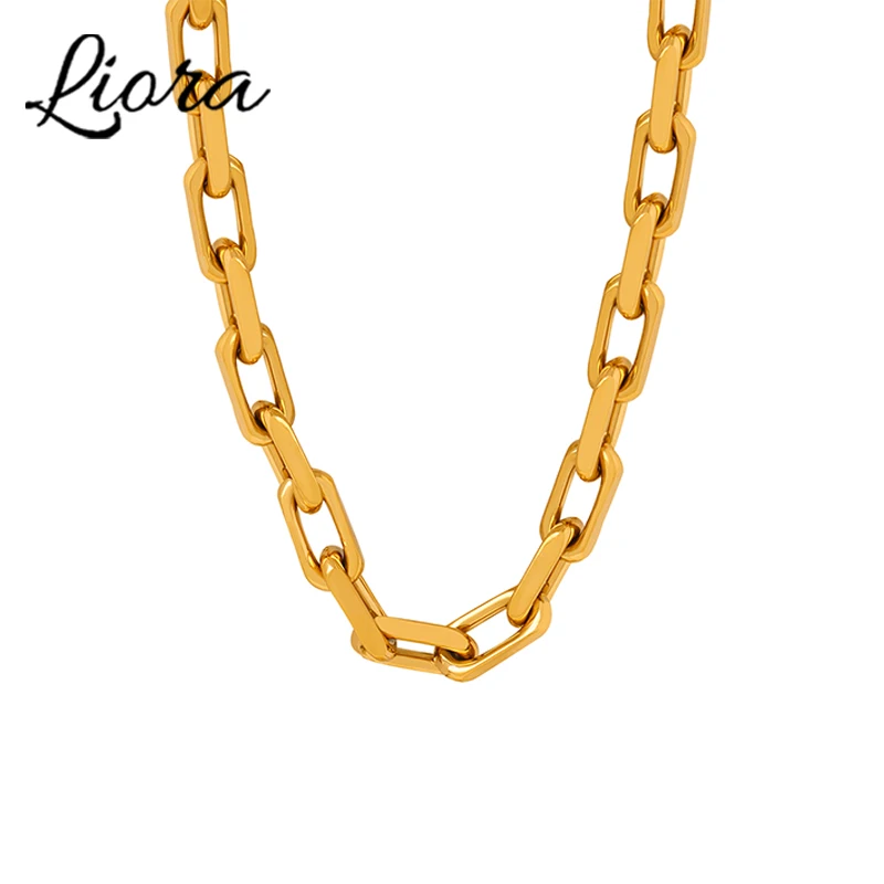 Liora High Quality Stainless Steel Necklace Bracelet For Women Square O Chain PVD Gold-Plated Waterproof Charm Jewelry Sets Gift