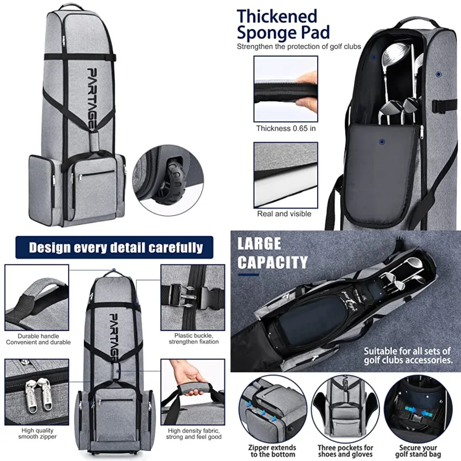 Golf Travel Bag with Wheels, Golf Travel Case for Airlines, 