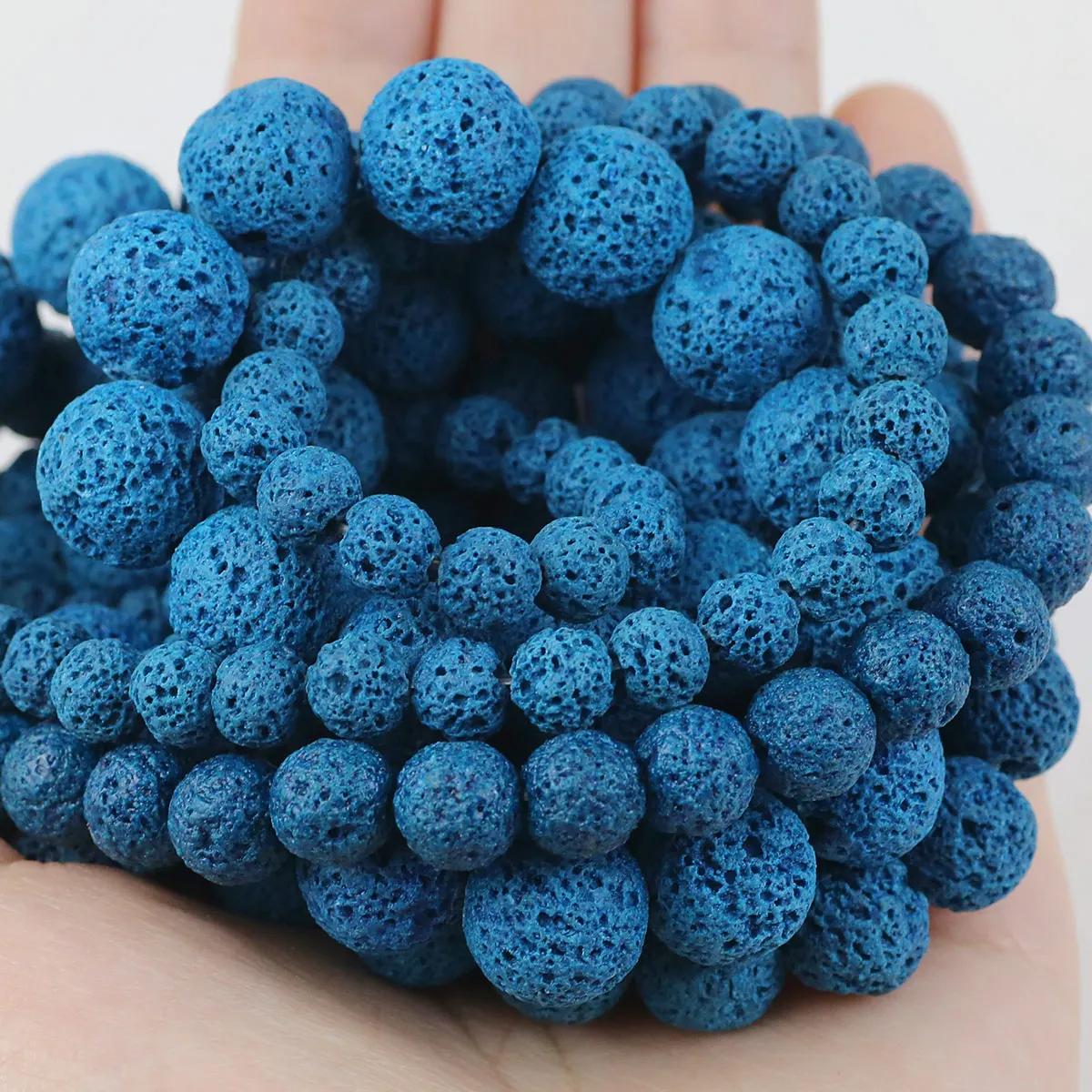 Peacock Blue Volcanic Lava Beads Natural Stone Round Spacer Beads For Diy Jewelry Making Bracelet Necklace Earring 4/6/8/10/12MM