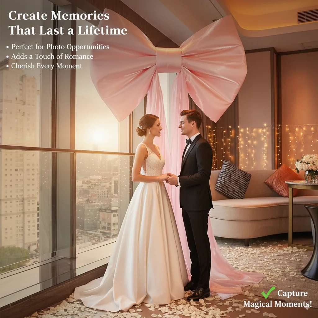 زخرفة خلفية على شكل فيونكة وردية عملاقة، شريط كبير قزحي الألوان للتعليق على الحائط لإعداد الحدث في حفلات الزفاف وأعياد الميلاد