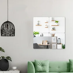 20X20cm Acrylic Flexible Mirror Sheets Adhesive Mirror Tiles Flexible Non Glass Mirrors Removable Mirror Wall Stickers