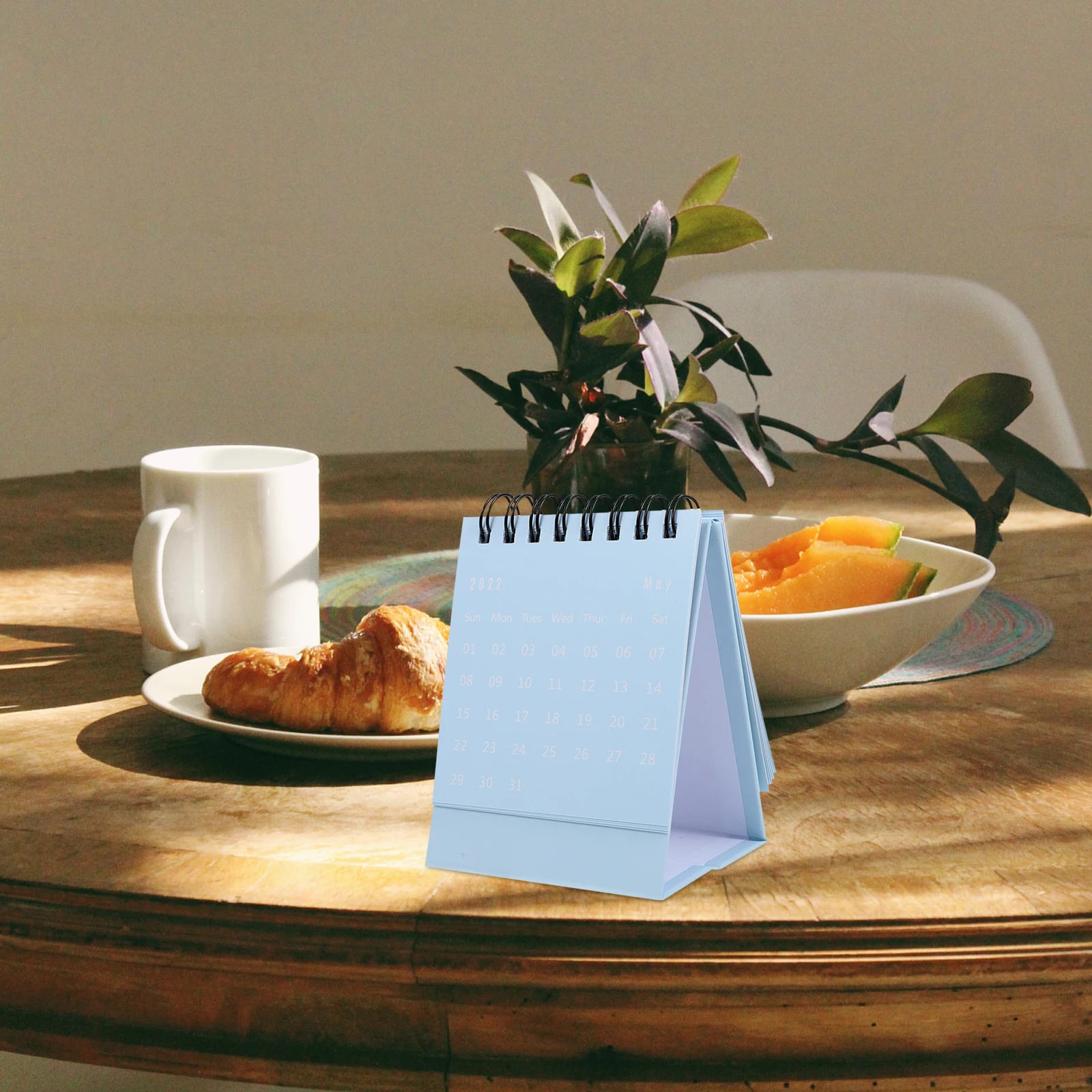 1pc Mini Calendar 2022 Office Desk Grey Earth Tones Planner Year Schedule Foldable Saves Space Home Style Mark Date