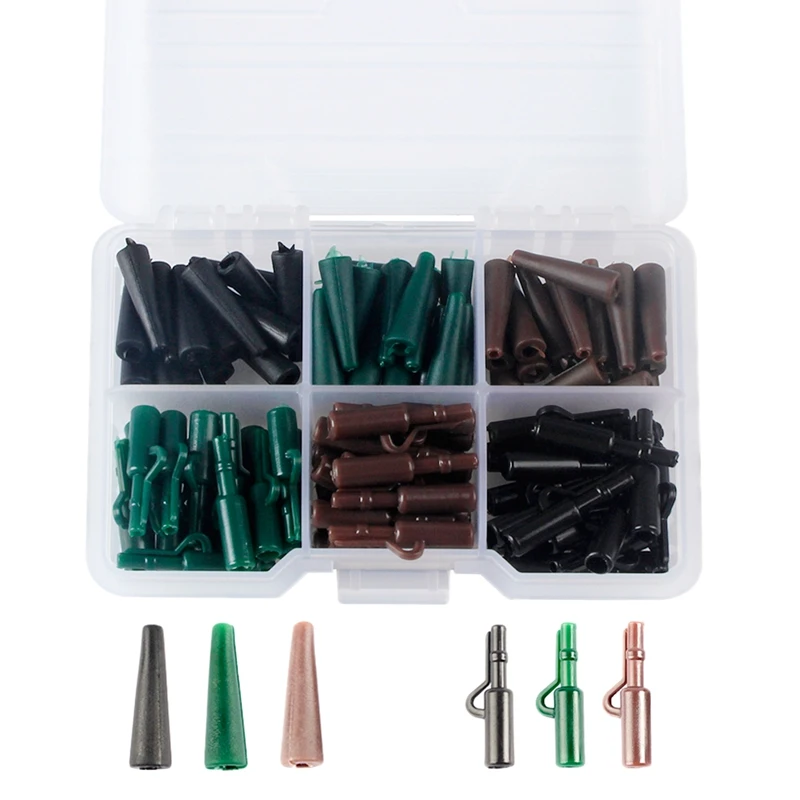 Hot AD-120Pcs Carp Fishing Tackle Kit, Clip Tail Cone Rolling Swivel With Assortment Box Fishing Accessories