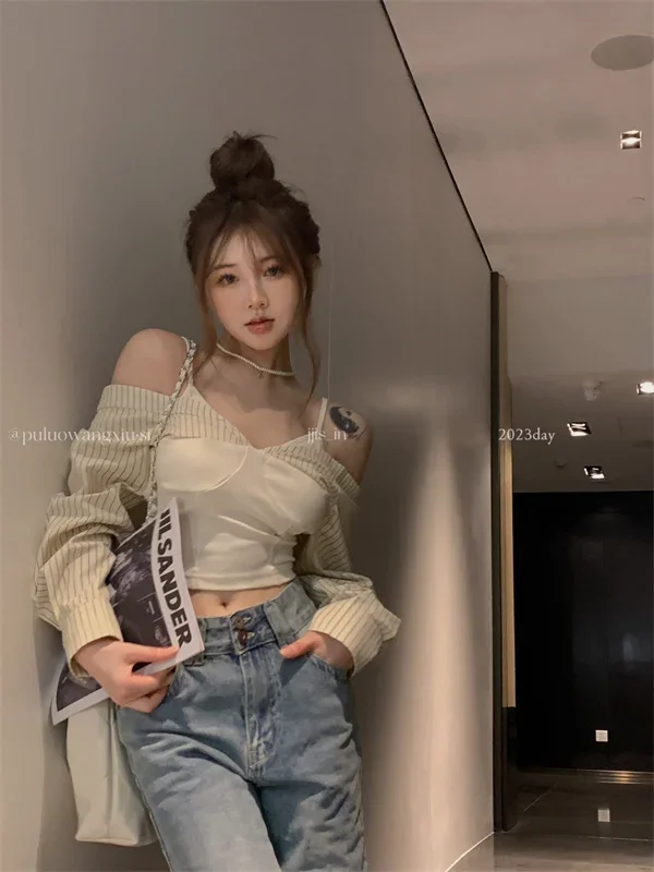 

Blusas De Mujer Fashion Striped Blouses Long Sleeve Off Shoulder Tunic Summer Shirts Patchwork Summer Sexy Crop Tops 27p461