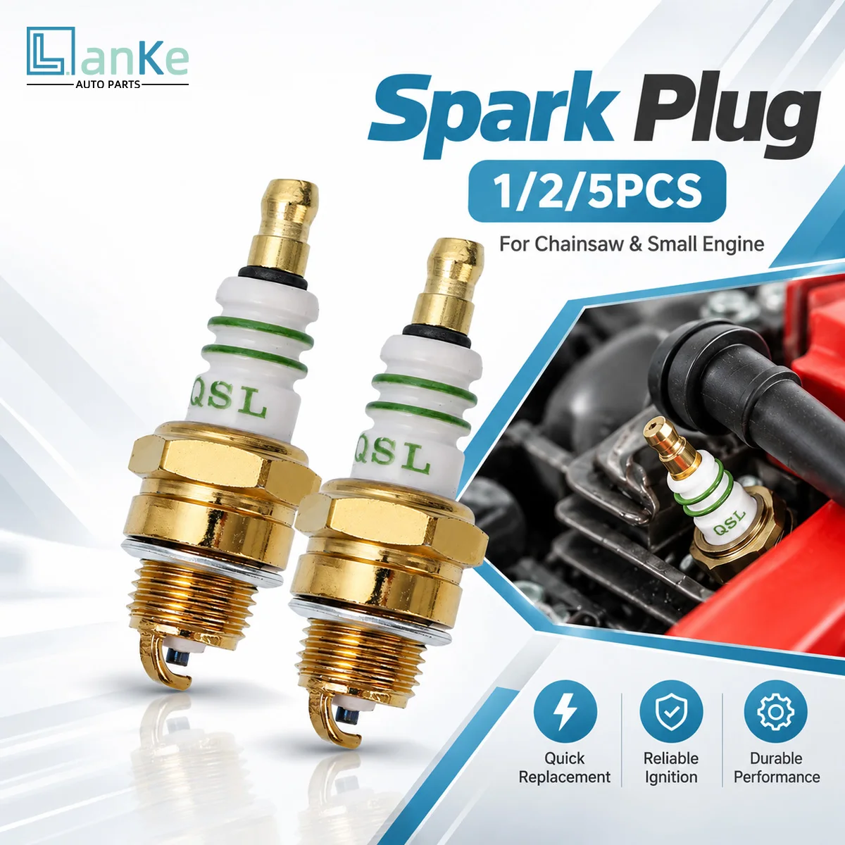 Lanke 1/2/5PCS BM6A Spark Plug Ignition Replacement Part Fit For Chainsaw Brush Cutter Lawn Mower 2 Stroke Small Garden Engine