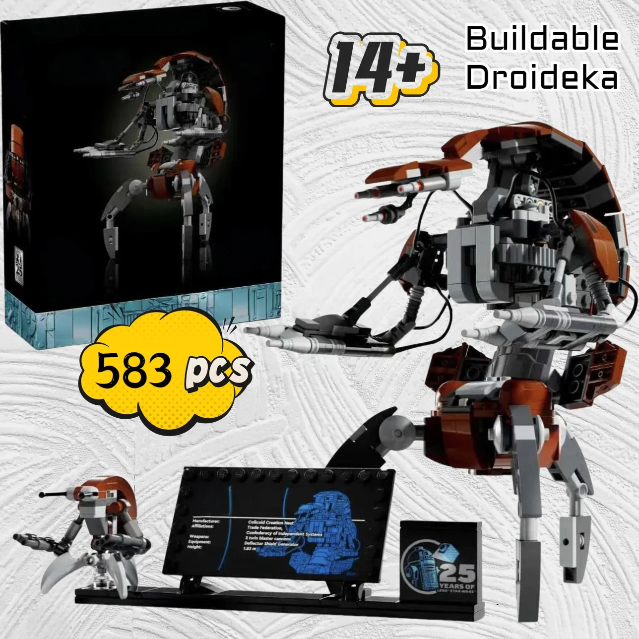 583 pièces Droideka 75381, Robot de destruction de vaisseaux spatiaux du conflit interstellaire, Modèle de blocs de construction, Jouets, Cadeaux d'anniversaire