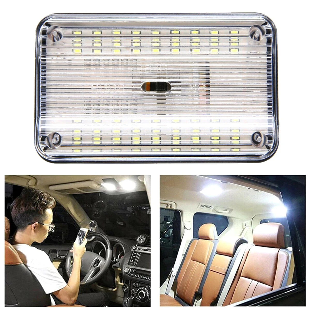 

Car Interior Roof Lights 12V 36 LED Bulbs White Vehicle Ceiling LED Lighting Lamp Car Dome Reading Light with On/Off Switch