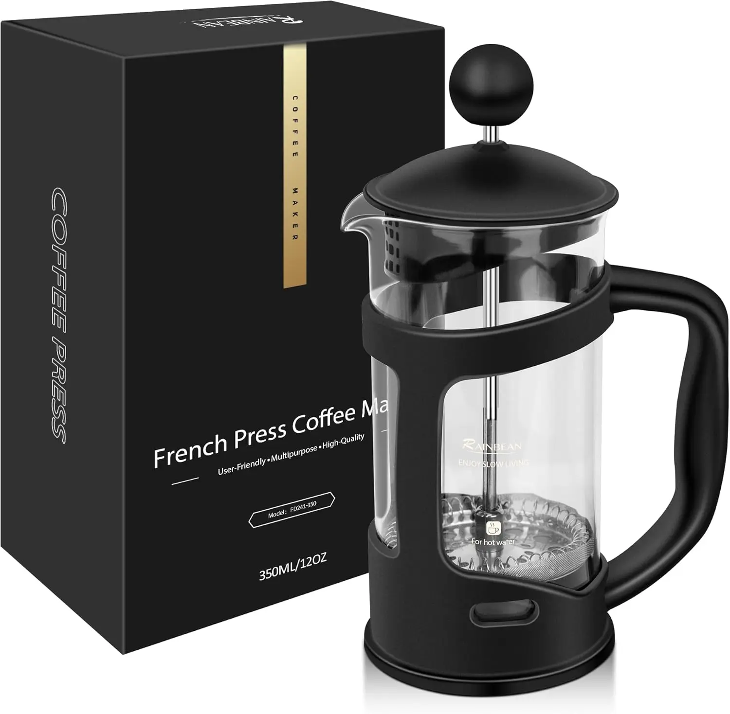 

Mini French Press Coffee Maker, 1 Cup, 12oz, Maximum Flavor Brewer with Stainless Steel Filter, 350ml - Small