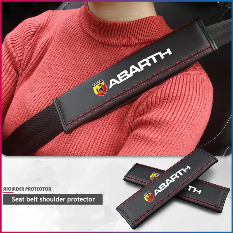 2pc Car Safety Belt Shoulder Strap Adjustable Protection Pad For Fiat Abarth 595 Abarth 500 Abarth 124 Spider Interior Accessory