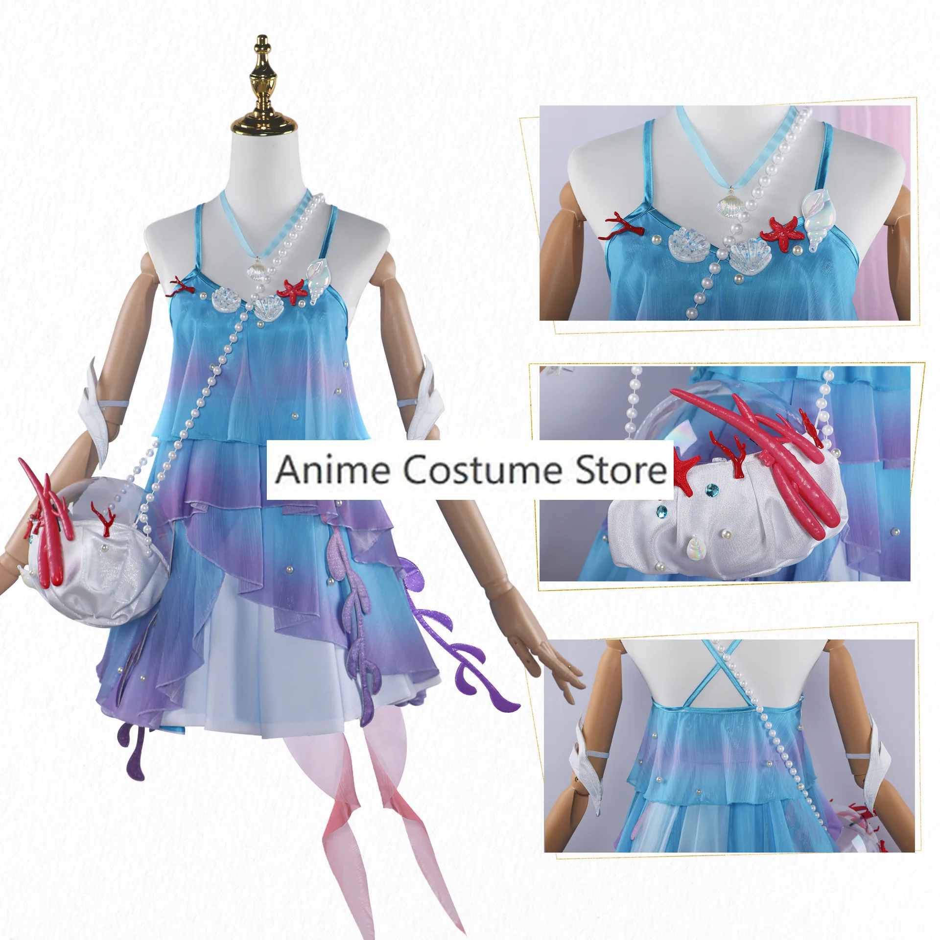 เครื่องแบบใหม่ของกษัตริย์ดอเลียชุดคอสเพลย์ผู้หญิงชุดเดรสกระเป๋าใส่เซ็ตสร้อยคอหมวก Liya เล่นบทบาทเสื้อผ้ากุลสตรีเสื้อผ้า