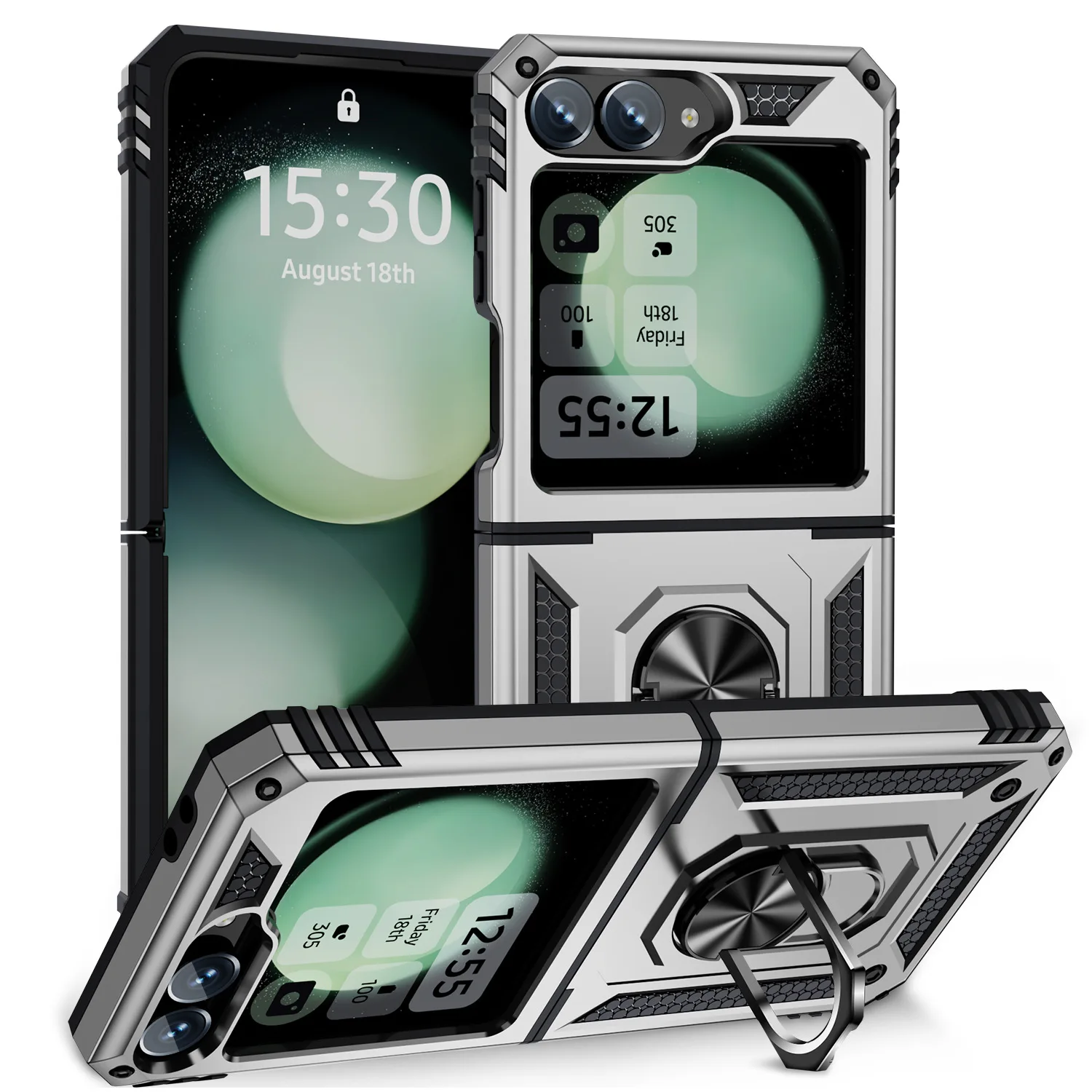 Für Samsung Galaxy Z Flip 7 Z Flip 6 Hülle Scharnierschutz 360 ° Drehring, magnetischer Ständer, stabil, schwer, stoßfest, vollständige Abdeckung – Detail 13