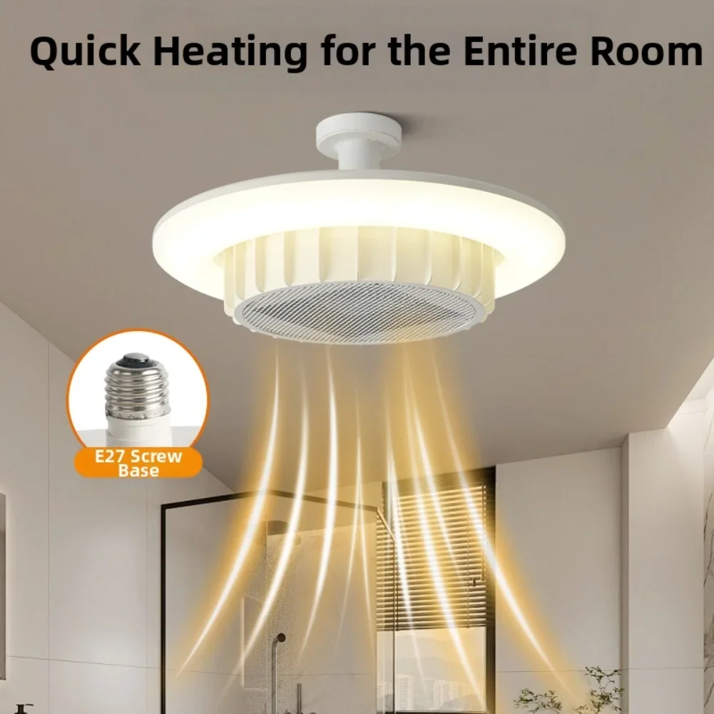 E27 1200W Electric Heating Fan Light With Remote 3 Speed Ceiling Heater Electric Heating Fan Light Remote Control HVAC Systems