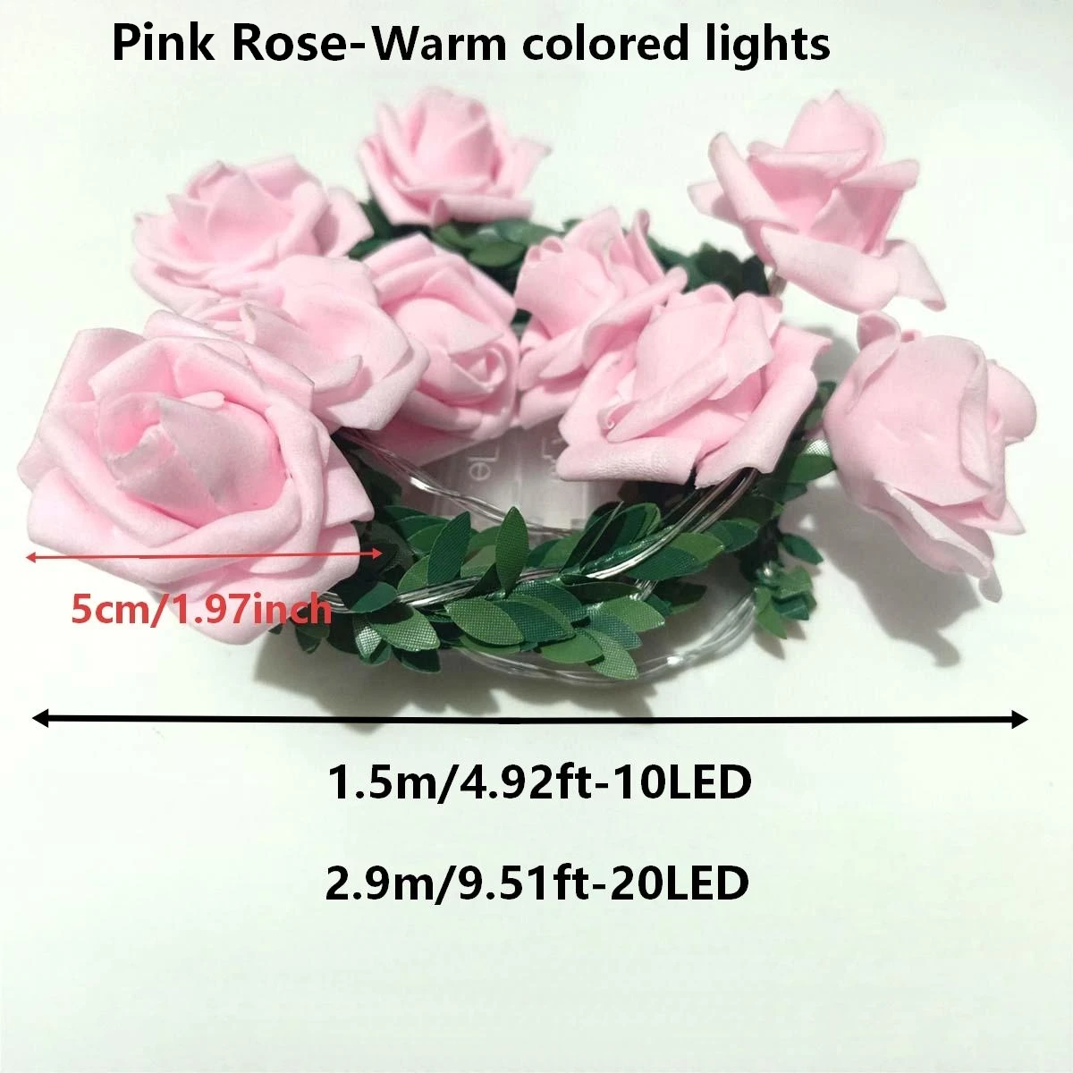 Kerstversiering 10/20 Led Rose Lichtslingers Kunstmatige klimopslinger Batterij-aangedreven Rose Nachtlampje Bruiloft Valentijnsdag Feestslinger Decoratie