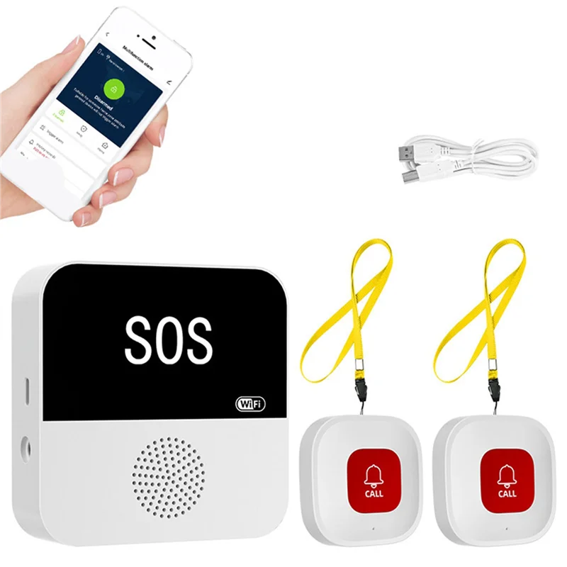 Y14A 2X Wireless Wifi Elderly Caregiver Pager SOS Call Button Emergency SOS  Alert System For Seniors Patients Elderly