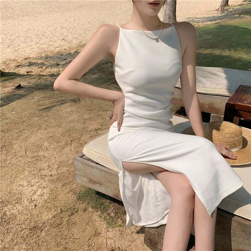 Real Shot Spaghetti Strap Dress New Spring Summer Light Luxury Off-Shoulder High-End Design Sense Niche Dress Women