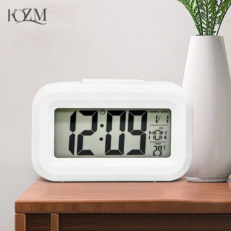 LED Digital Night Glow Alarm Clock Electronic Alarm For Home Office Backlight Snooze Calendar Clock Temperature Electronic Clock