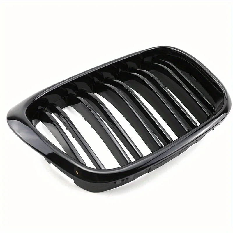 For BMW E39 5 Series 525 528 1999-2003 Glossy Black Grille Car Front Hood Racing Grille Auto Accessories Dual Line Intake Grille