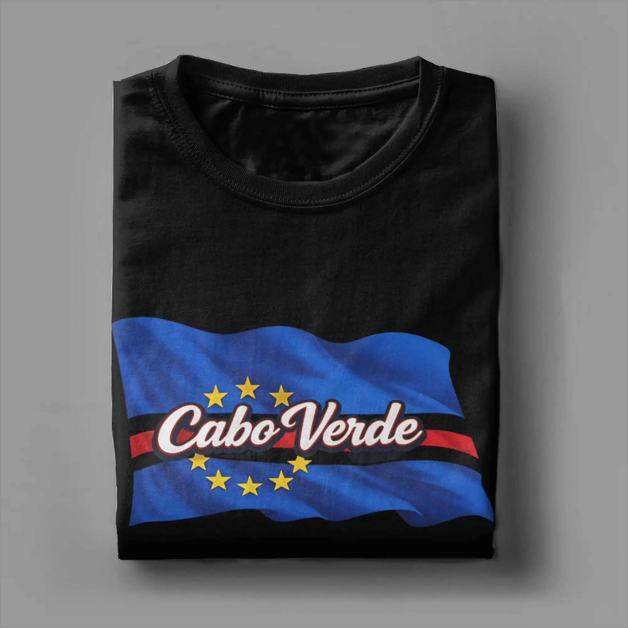 Men's Cabo Verde Flag Cape Verdean Pride Script Typography T-Shirts  Cotton Tees Summer Short Sleeve T Shirt O Neck Casual Shirt