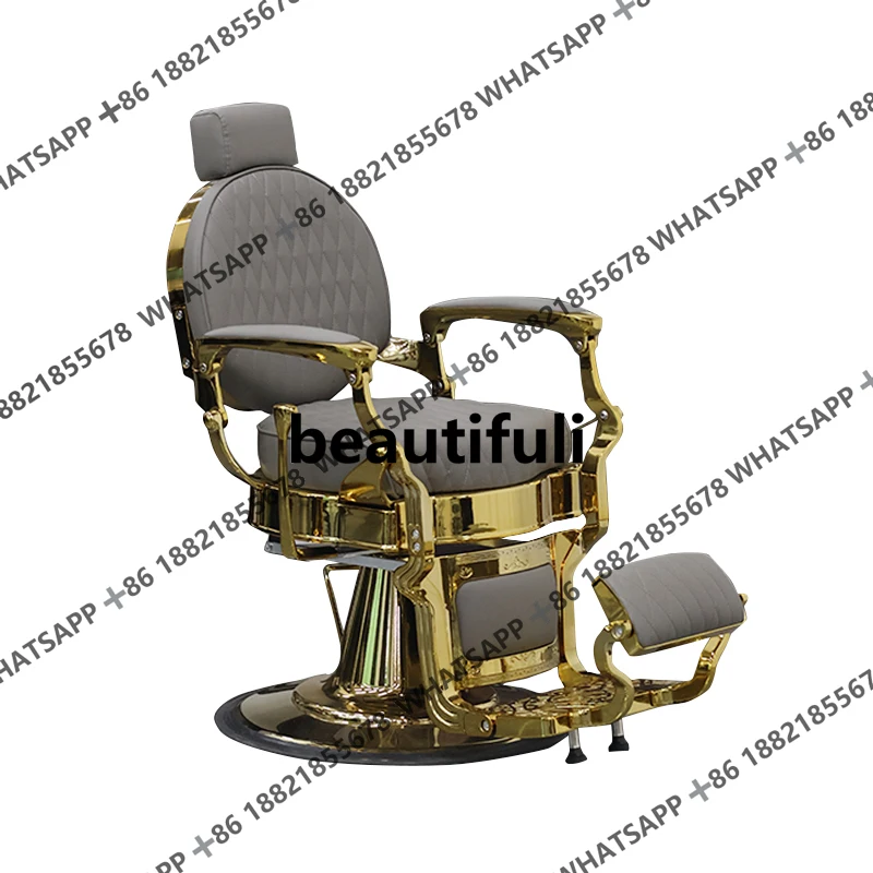 Retro oil head chair barber shop, reclining hair cutting chair for hair salon