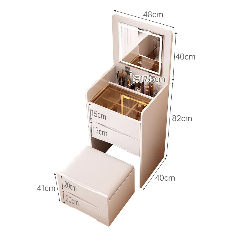 Cream style modern simple mini small multi-function with pumping Internet celebrity flip cover makeup table integrated with lamp